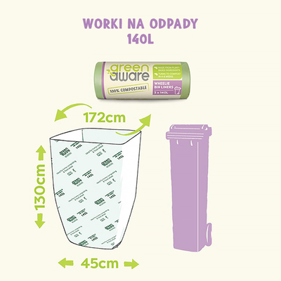Kompostowalne worki na śmieci 140 L, 3 szt.