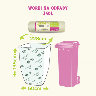 Kompostowalne worki na śmieci 240 L, 3 szt.