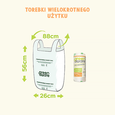 Kompostowalne reklamówki wielokrotnego użytku 30 L, 10 szt.