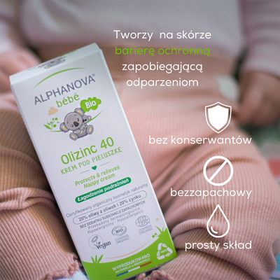 Alphanova Bebe Bio, Krem pod pieluszkę, Olizinc 40, 50 g