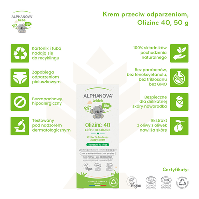 Krem pod pieluszkę, Olizinc 40, 50 g