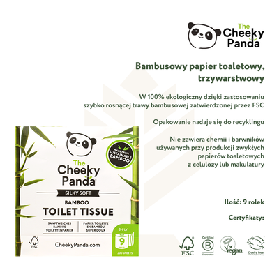 Papier toaletowy trzywarstwowy, 9 rolek, 1800 listków