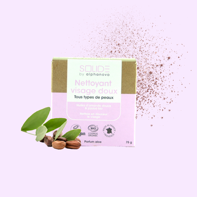 SOLIDE by alphanova, Mydło do twarzy w kostce z olejkiem jojoba i słodkimi migdałami, 75 g